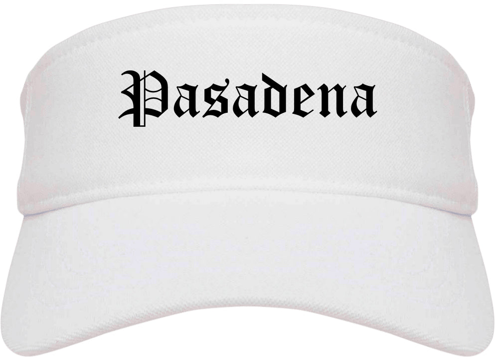 Pasadena Texas TX Old English Mens Visor Cap Hat White