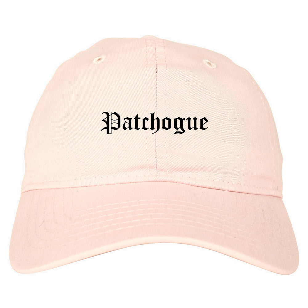 Patchogue New York NY Old English Mens Dad Hat Baseball Cap Pink