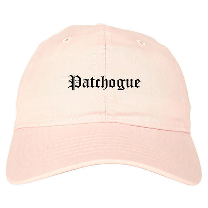 Patchogue New York NY Old English Mens Dad Hat Baseball Cap Pink
