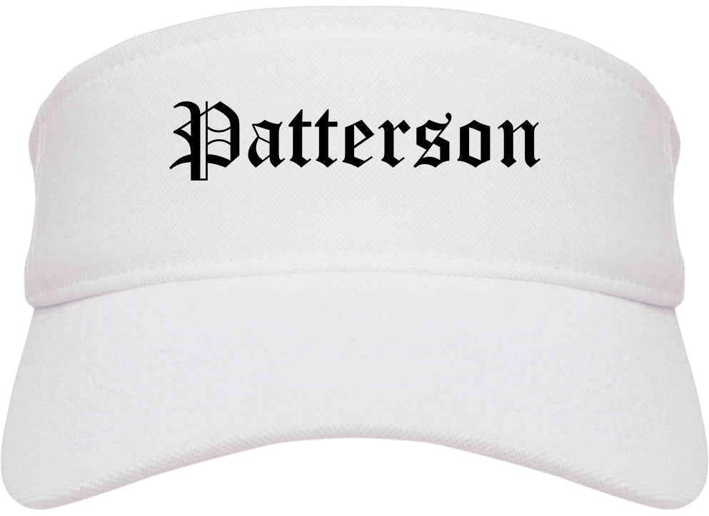 Patterson California CA Old English Mens Visor Cap Hat White