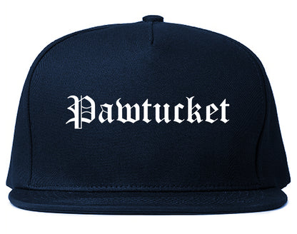 Pawtucket Rhode Island RI Old English Mens Snapback Hat Navy Blue