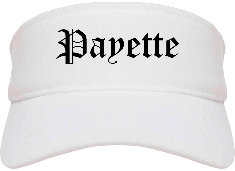 Payette Idaho ID Old English Mens Visor Cap Hat White