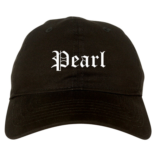 Pearl Mississippi MS Old English Mens Dad Hat Baseball Cap Black