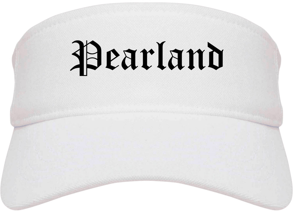 Pearland Texas TX Old English Mens Visor Cap Hat White