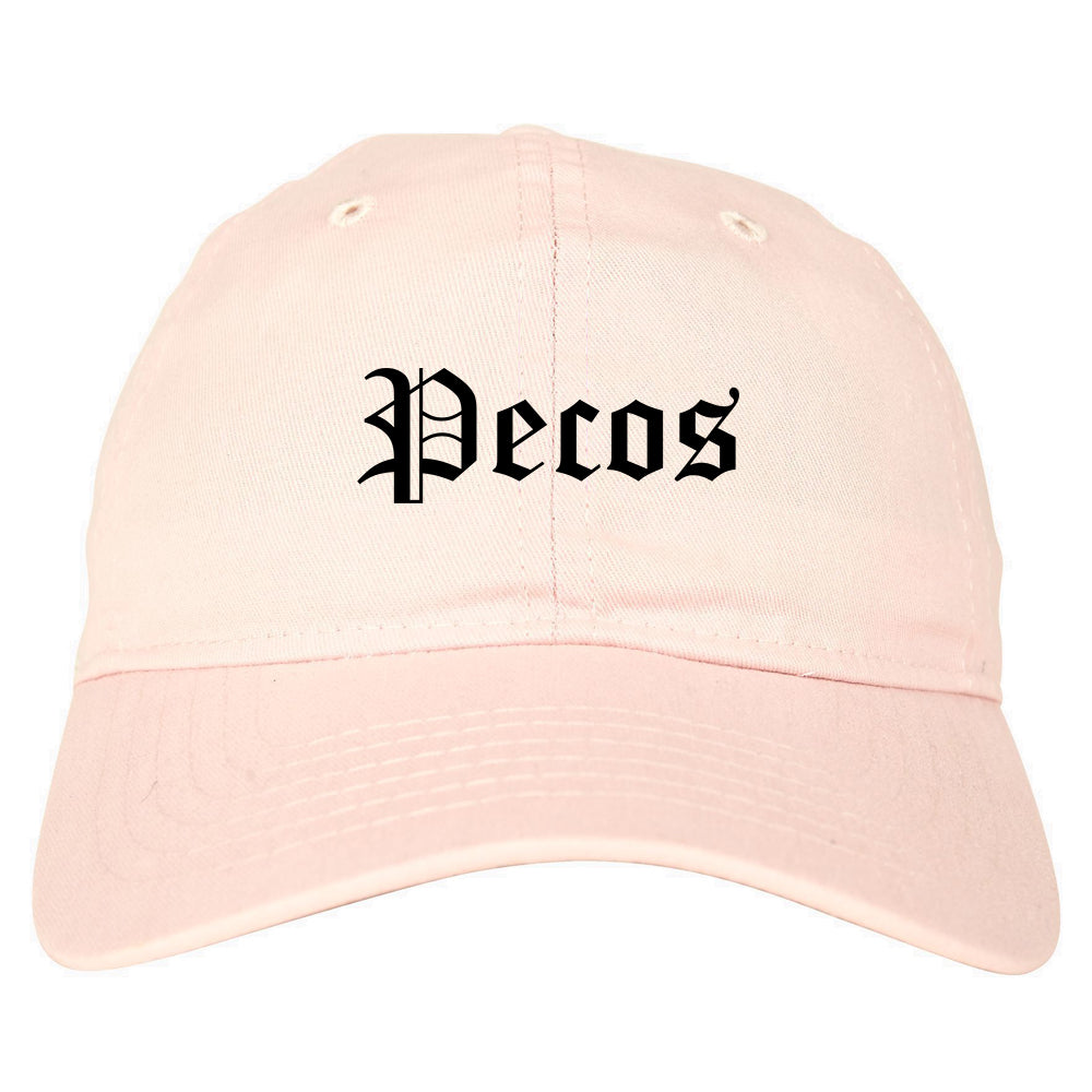 Pecos Texas TX Old English Mens Dad Hat Baseball Cap Pink