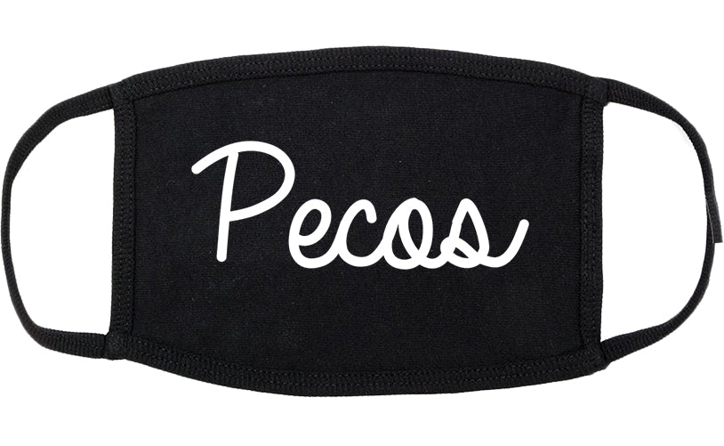 Pecos Texas TX Script Cotton Face Mask Black