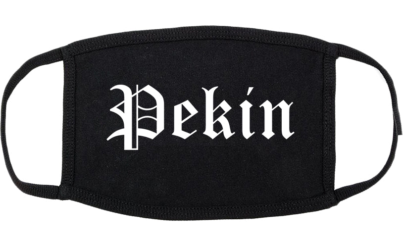 Pekin Illinois IL Old English Cotton Face Mask Black