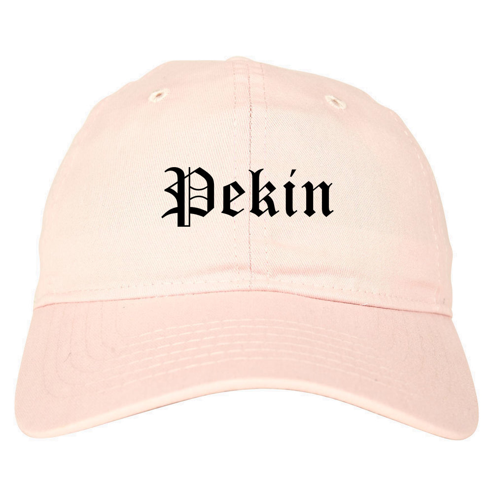 Pekin Illinois IL Old English Mens Dad Hat Baseball Cap Pink
