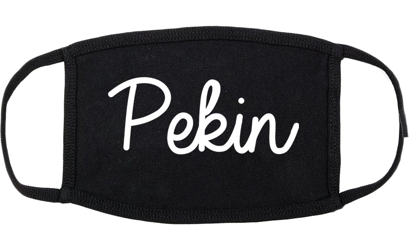 Pekin Illinois IL Script Cotton Face Mask Black