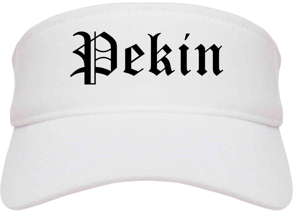 Pekin Illinois IL Old English Mens Visor Cap Hat White