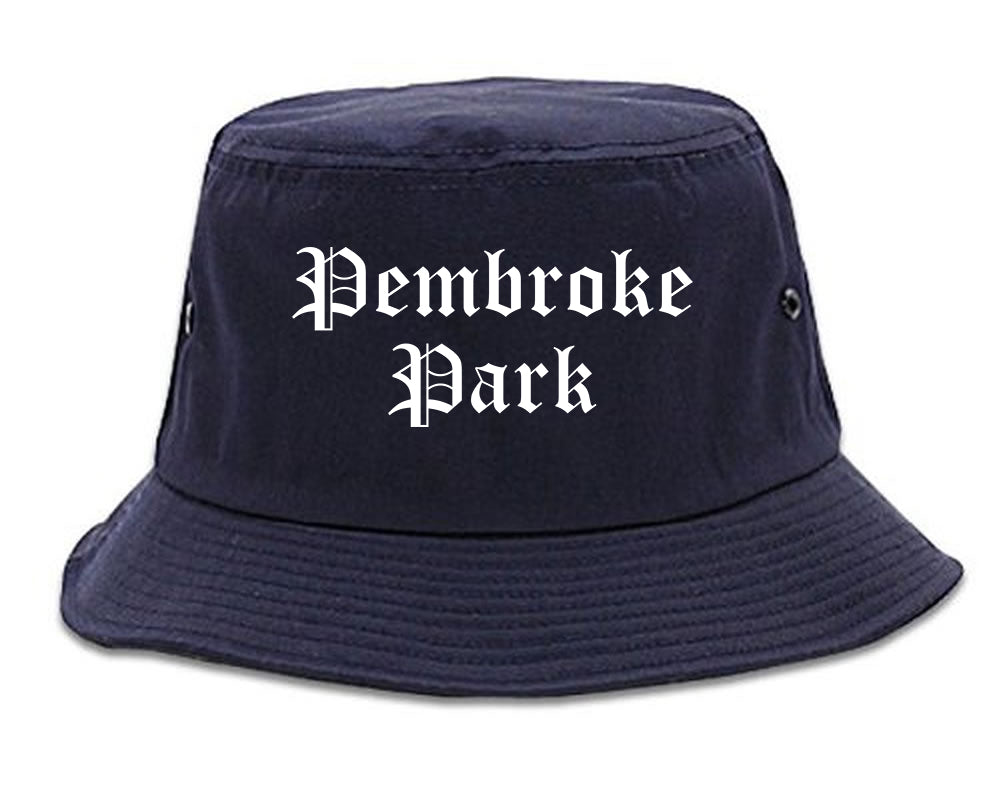 Pembroke Park Florida FL Old English Mens Bucket Hat Navy Blue