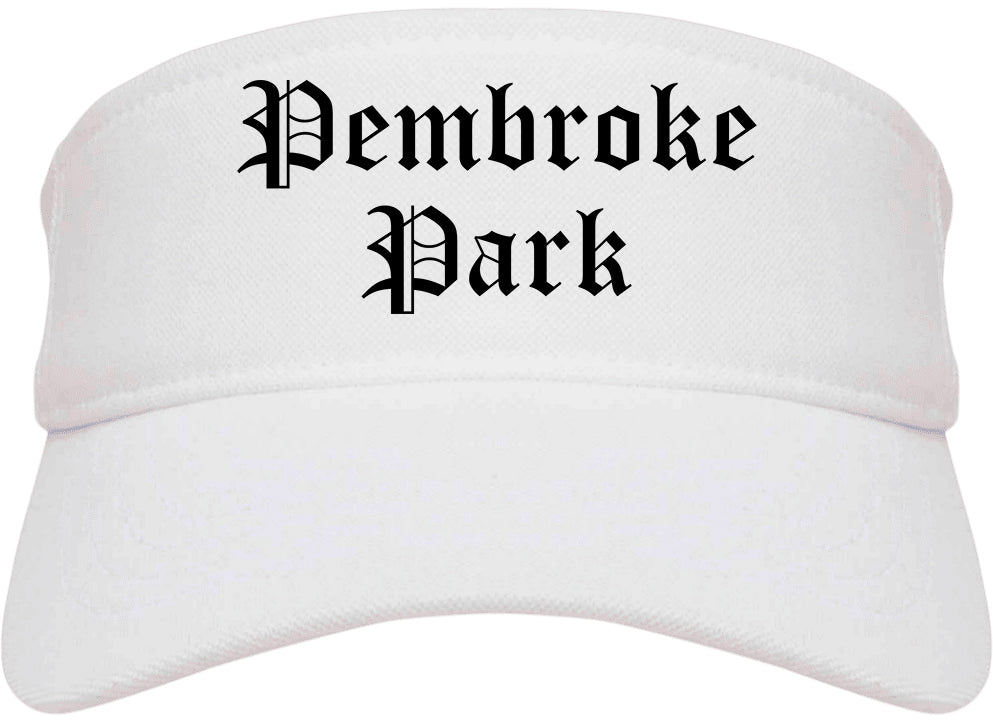 Pembroke Park Florida FL Old English Mens Visor Cap Hat White
