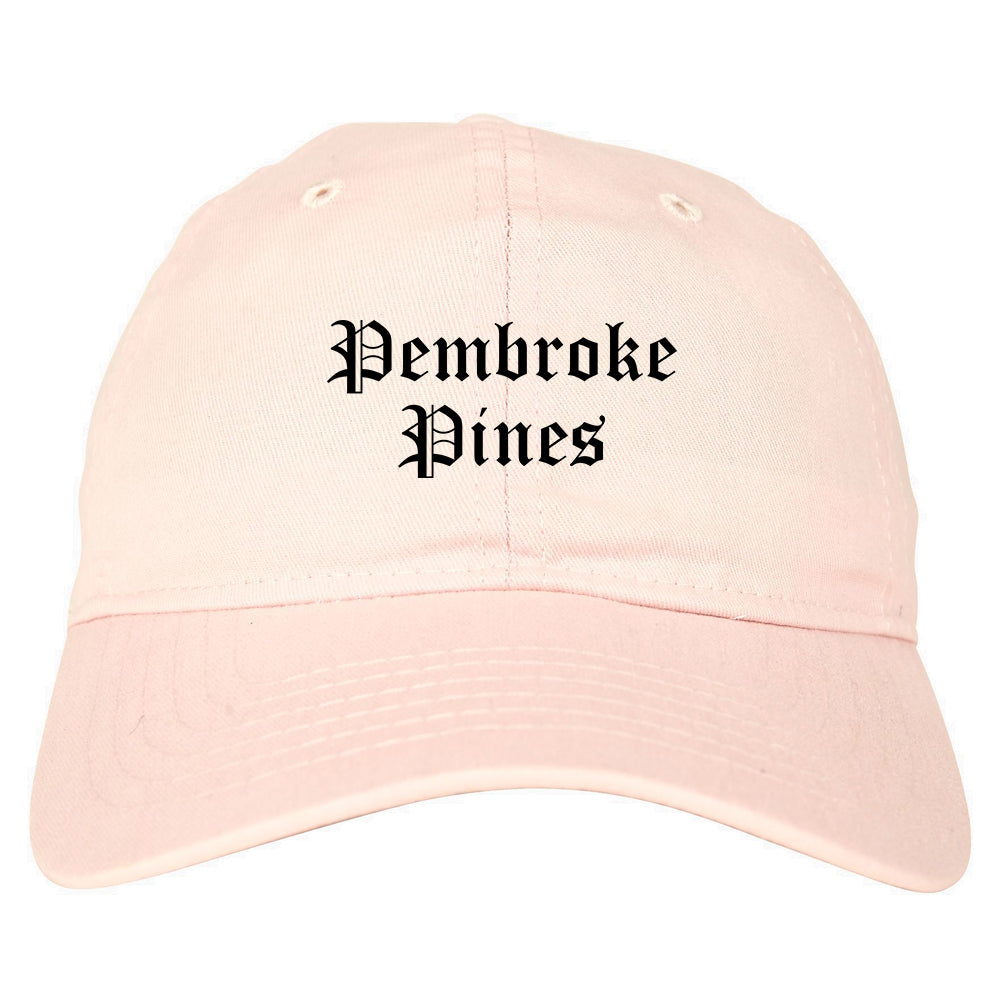 Pembroke Pines Florida FL Old English Mens Dad Hat Baseball Cap Pink