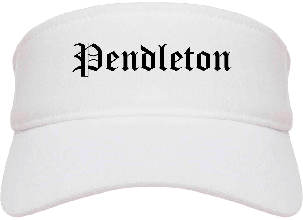 Pendleton Oregon OR Old English Mens Visor Cap Hat White