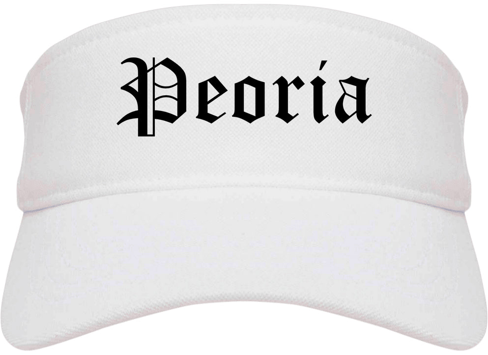 Peoria Arizona AZ Old English Mens Visor Cap Hat White