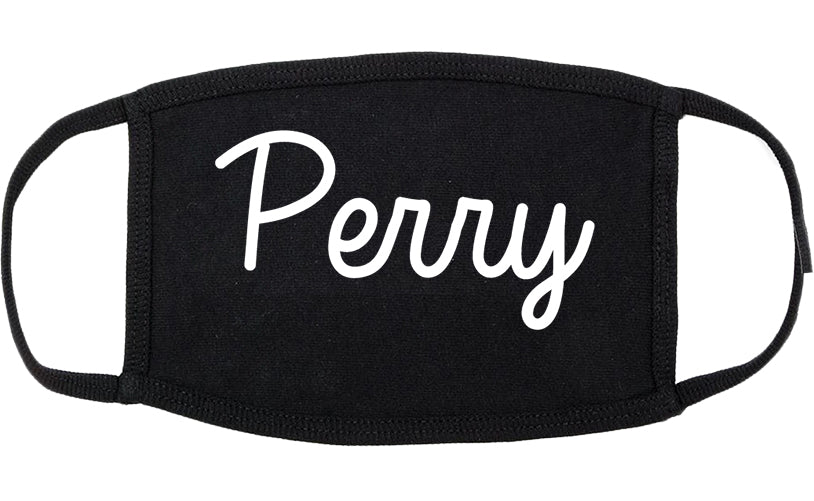 Perry Florida FL Script Cotton Face Mask Black