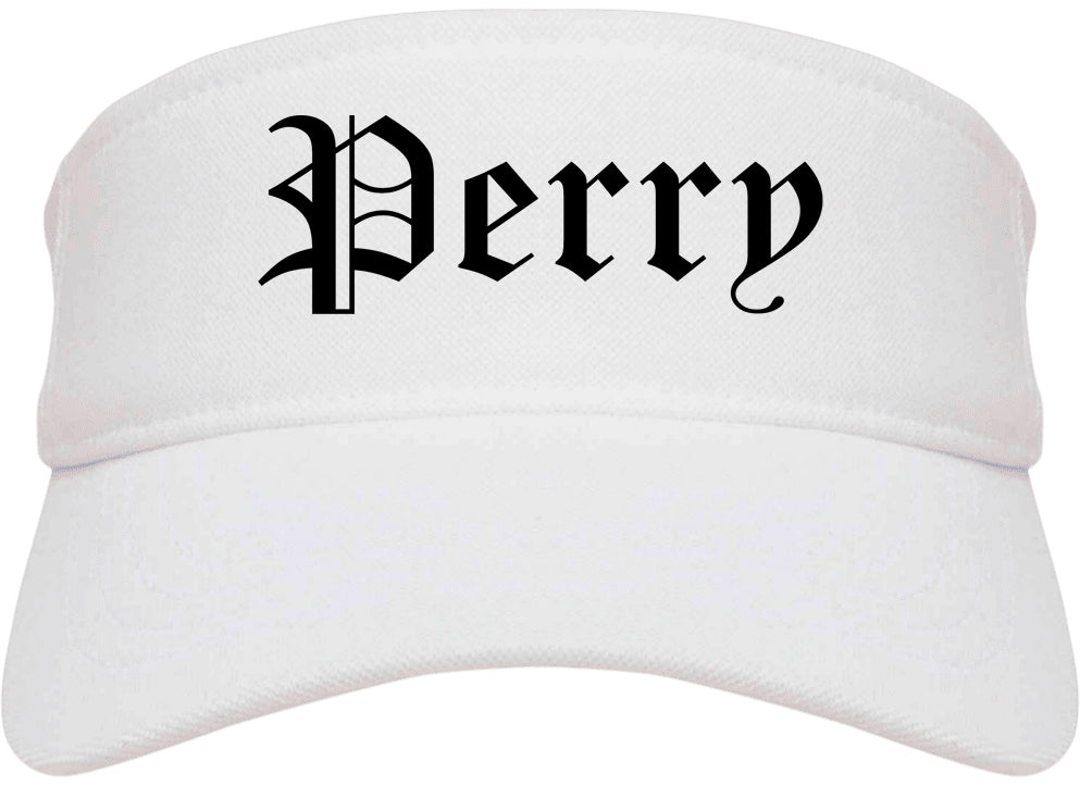 Perry Georgia GA Old English Mens Visor Cap Hat White
