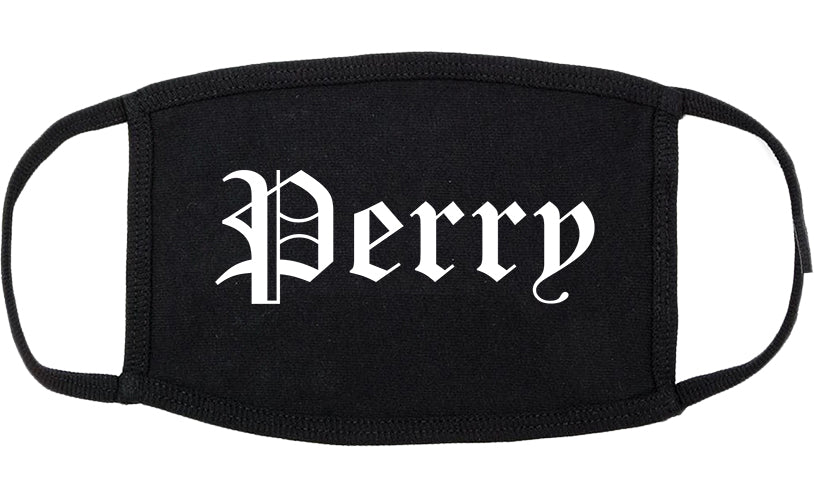 Perry Oklahoma OK Old English Cotton Face Mask Black
