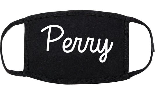 Perry Oklahoma OK Script Cotton Face Mask Black