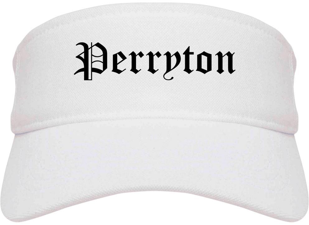 Perryton Texas TX Old English Mens Visor Cap Hat White