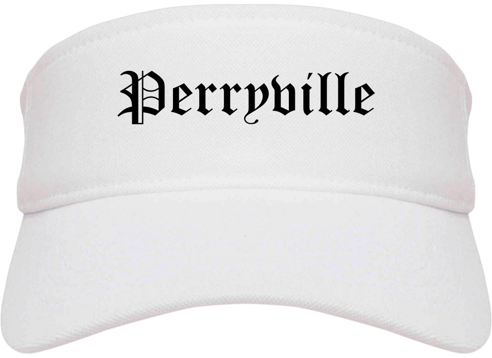 Perryville Missouri MO Old English Mens Visor Cap Hat White