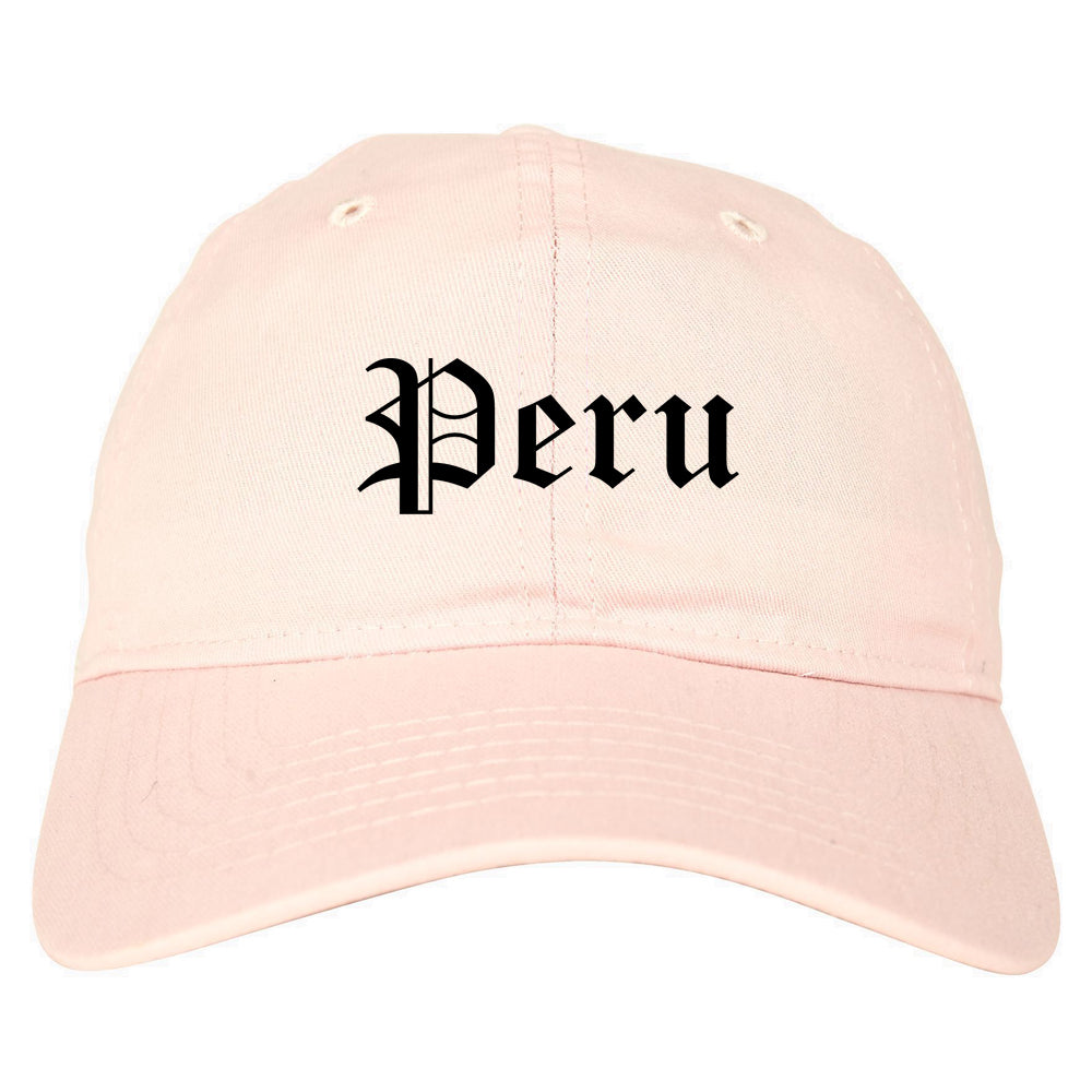 Peru Illinois IL Old English Mens Dad Hat Baseball Cap Pink