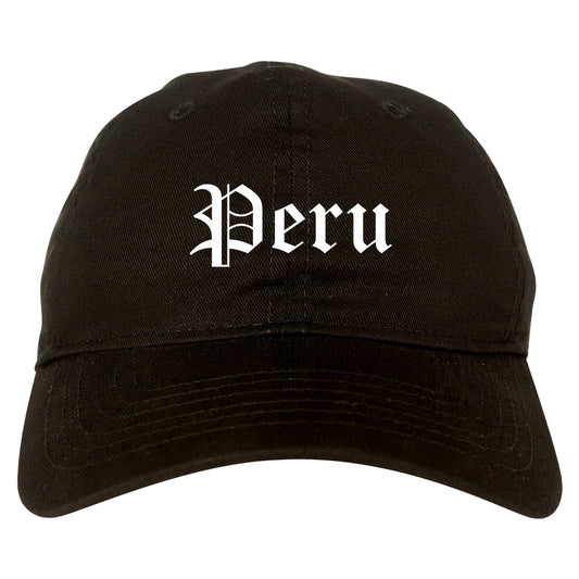 Peru Indiana IN Old English Mens Dad Hat Baseball Cap Black