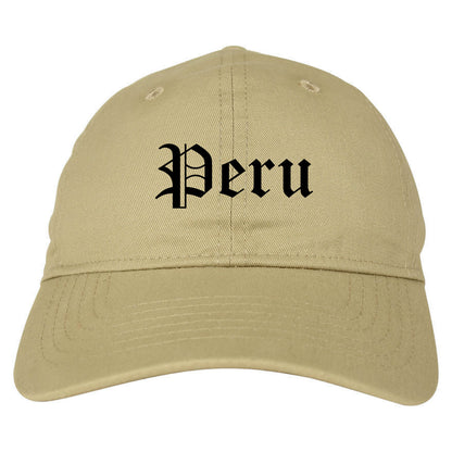 Peru Indiana IN Old English Mens Dad Hat Baseball Cap Tan