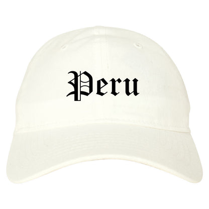 Peru Indiana IN Old English Mens Dad Hat Baseball Cap White
