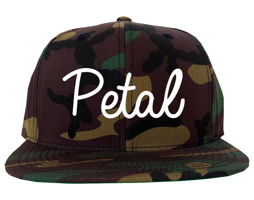 Petal Mississippi MS Script Mens Snapback Hat Army Camo