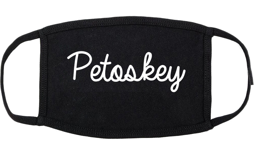 Petoskey Michigan MI Script Cotton Face Mask Black