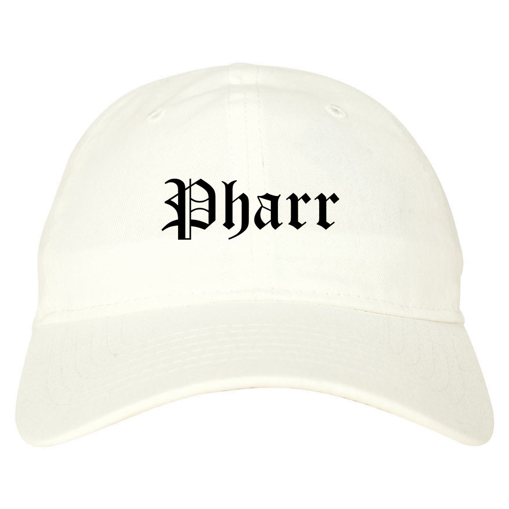 Pharr Texas TX Old English Mens Dad Hat Baseball Cap White
