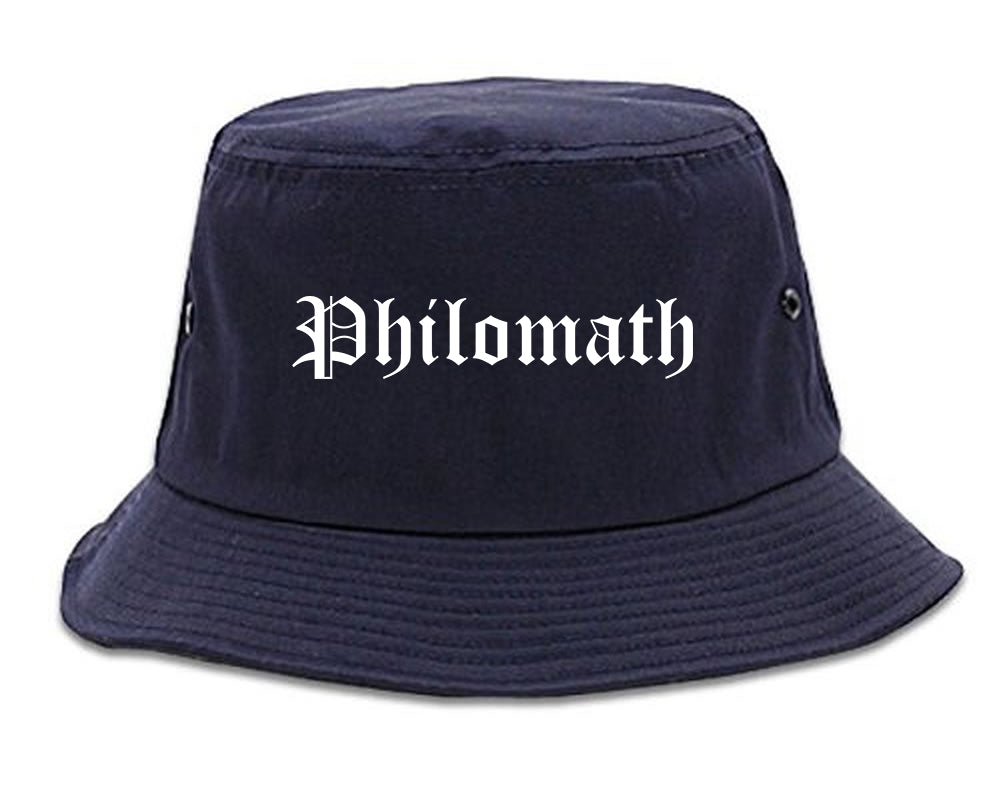 Philomath Oregon OR Old English Mens Bucket Hat Navy Blue