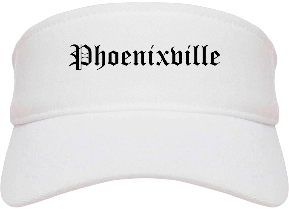Phoenixville Pennsylvania PA Old English Mens Visor Cap Hat White