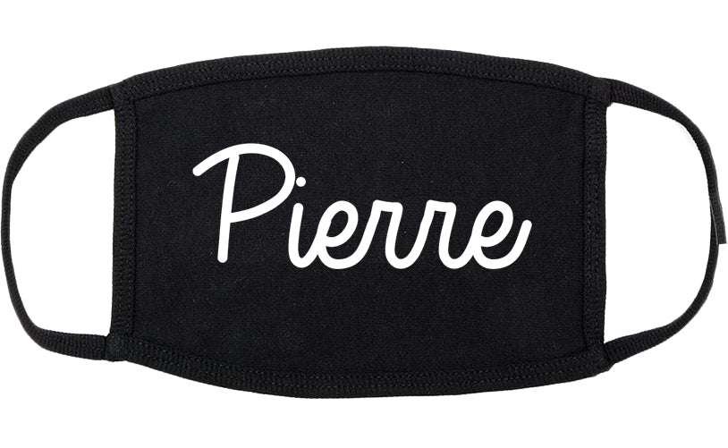 Pierre South Dakota SD Script Cotton Face Mask Black