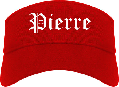 Pierre South Dakota SD Old English Mens Visor Cap Hat Red