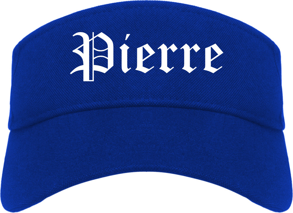Pierre South Dakota SD Old English Mens Visor Cap Hat Royal Blue