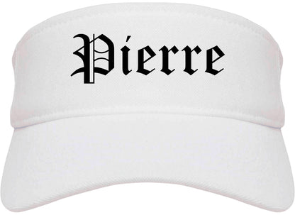 Pierre South Dakota SD Old English Mens Visor Cap Hat White