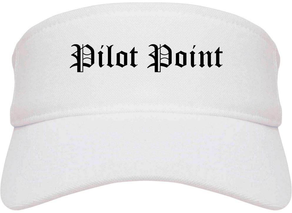 Pilot Point Texas TX Old English Mens Visor Cap Hat White