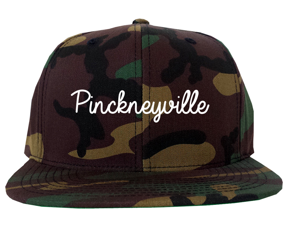 Pinckneyville Illinois IL Script Mens Snapback Hat Army Camo