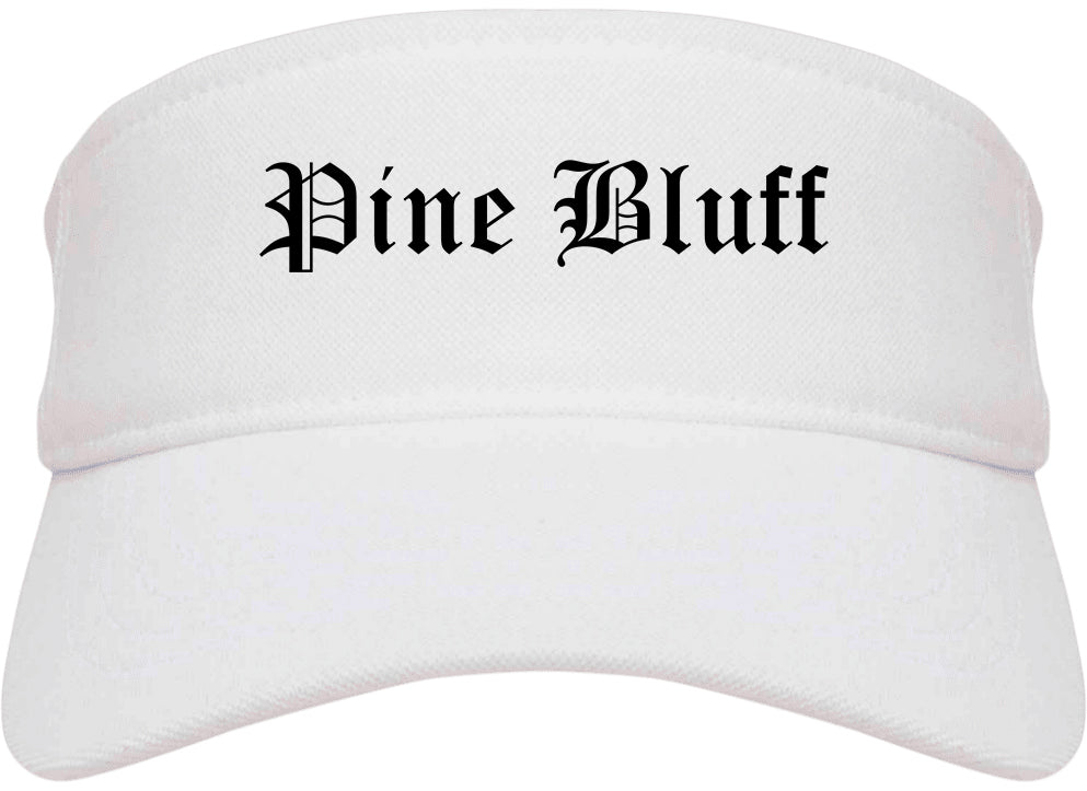 Pine Bluff Arkansas AR Old English Mens Visor Cap Hat White