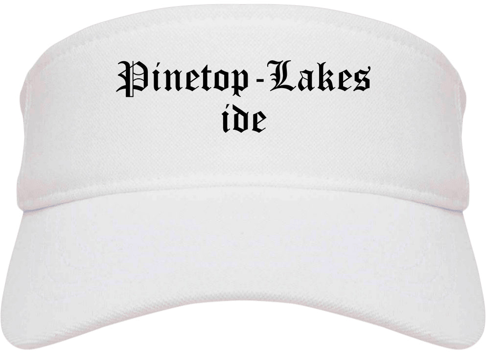 Pinetop Lakeside Arizona AZ Old English Mens Visor Cap Hat White