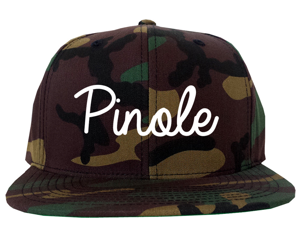 Pinole California CA Script Mens Snapback Hat Army Camo