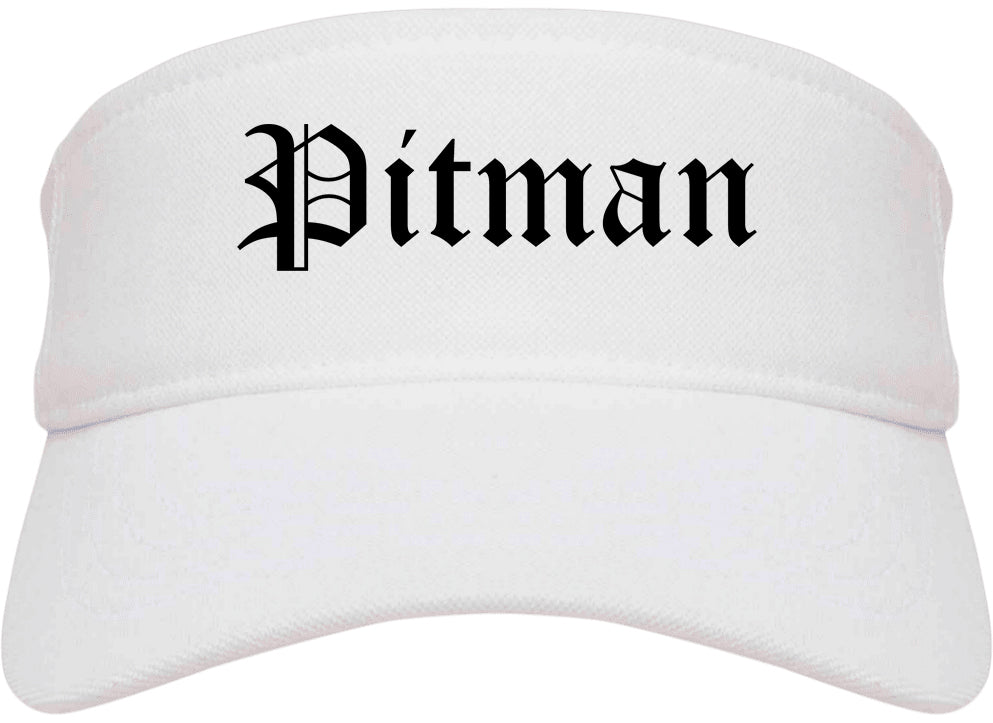 Pitman New Jersey NJ Old English Mens Visor Cap Hat White