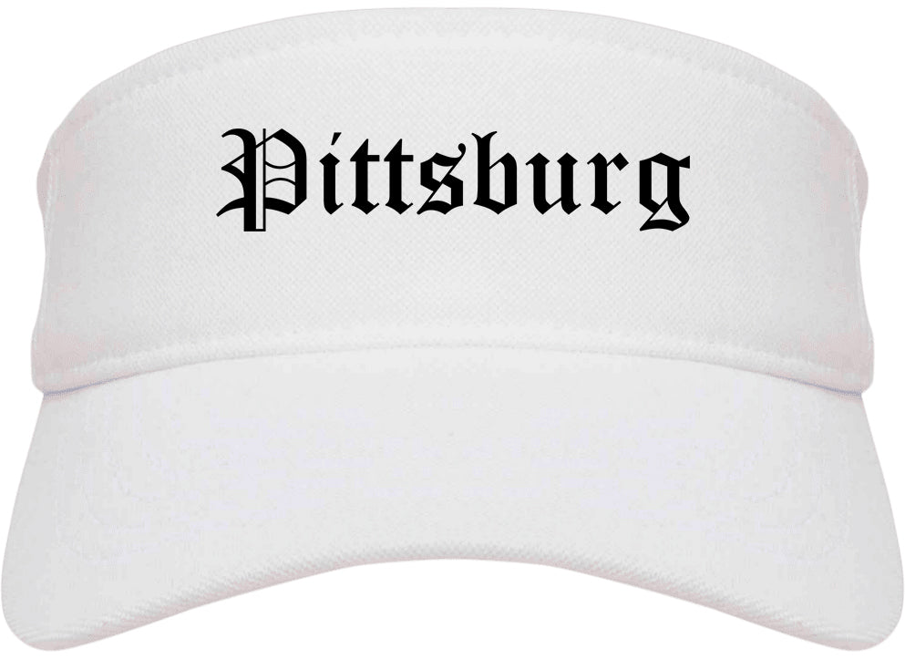 Pittsburg California CA Old English Mens Visor Cap Hat White