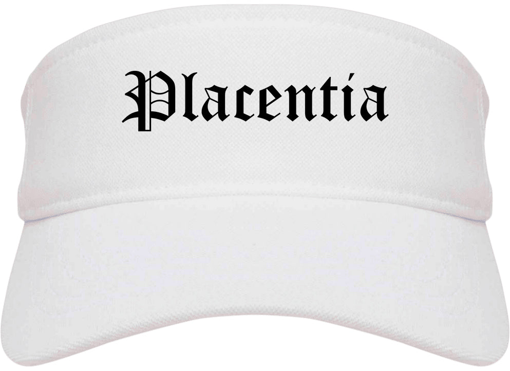 Placentia California CA Old English Mens Visor Cap Hat White