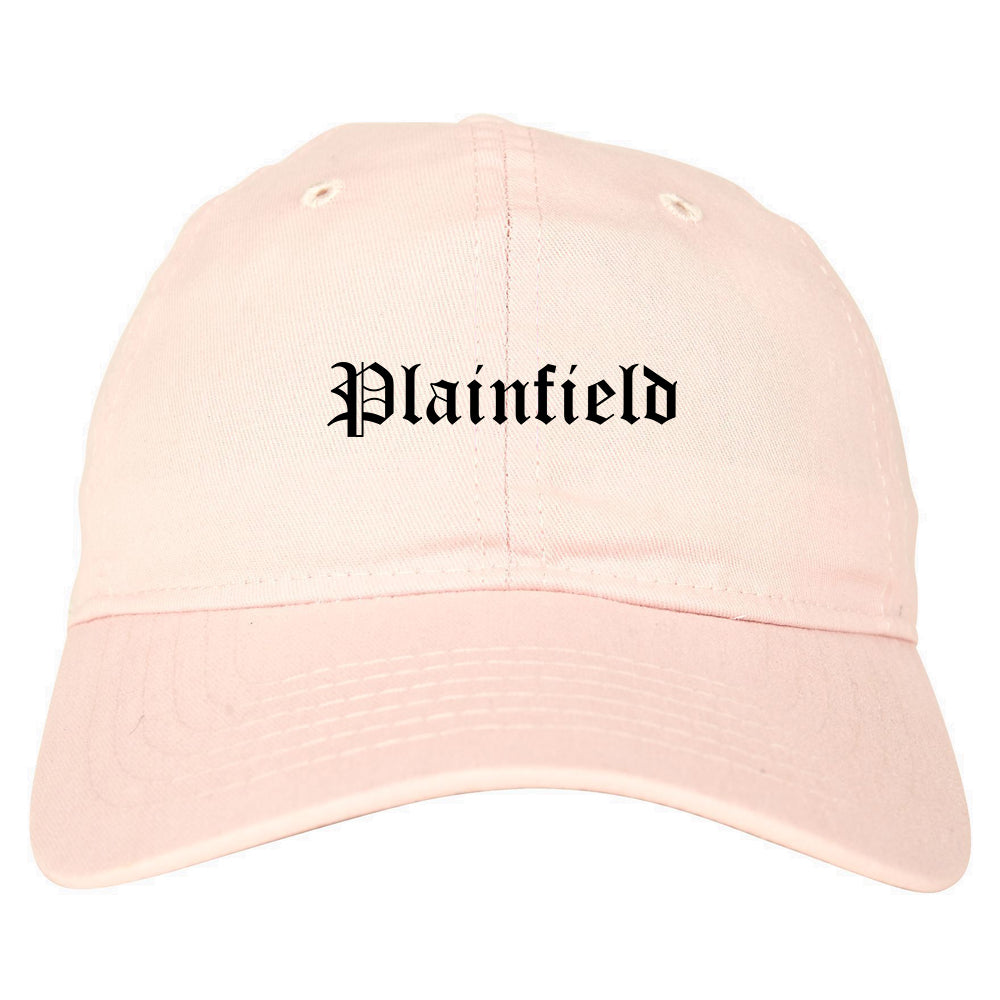 Plainfield Illinois IL Old English Mens Dad Hat Baseball Cap Pink