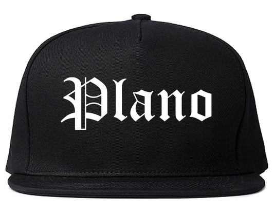 Plano Texas TX Old English Mens Snapback Hat Black