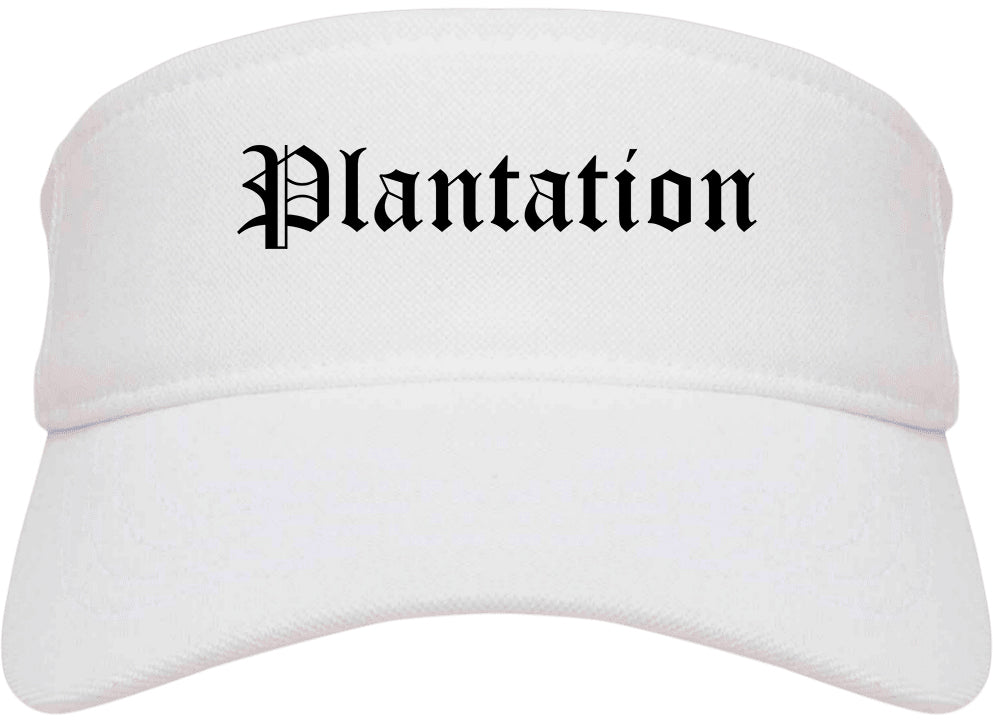 Plantation Florida FL Old English Mens Visor Cap Hat White