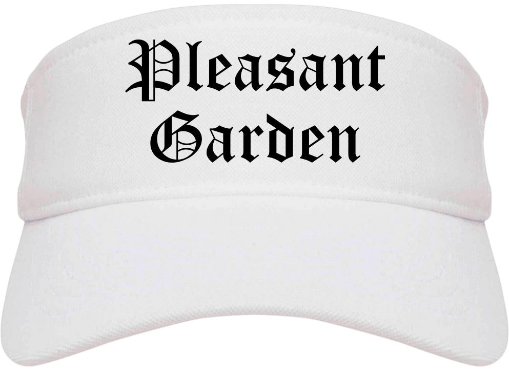 Pleasant Garden North Carolina NC Old English Mens Visor Cap Hat White